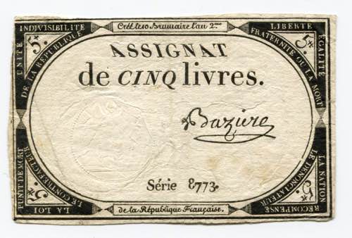France 5 Livres 1793 P# A76; # 8773