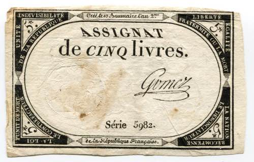 France 5 Livres 1793 P# A76; # 5982