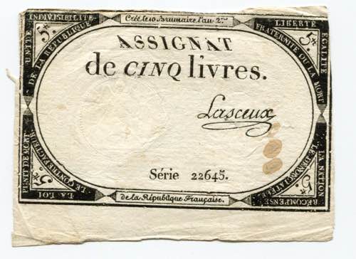 France 5 Livres 1793 P# A76; # ... 