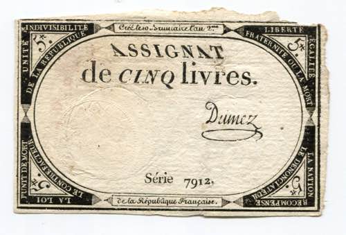 France 5 Livres 1793 P# A76; # 7912