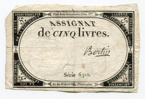 France 5 Livres 1793 P# A76; # 6310