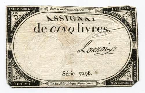France 5 Livres 1793 P# A76; # 7296