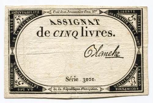 France 5 Livres 1793 P# A76; # 3101