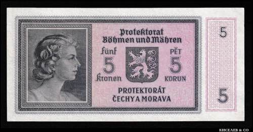 Bohemia & Moravia 5 Korun 1940 P# ... 