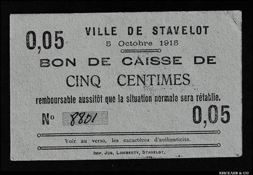 Belgium Stavelot 5 Centimes 1915 ... 