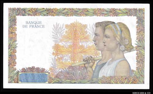 France 500 Francs 1942 P# 95b; ... 