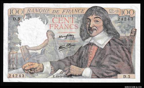France 100 Francs 1942 P# 101a; ... 