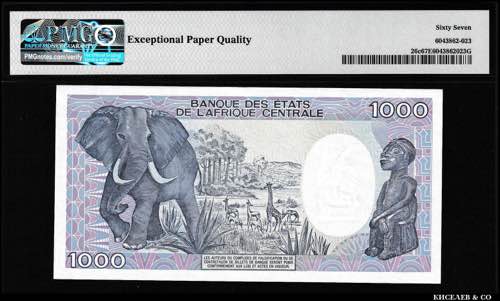 Cameroon 1000 Francs 1992 PMG 67 ... 