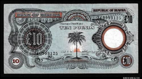 Biafra 10 Pounds 1968 Rare Value ... 