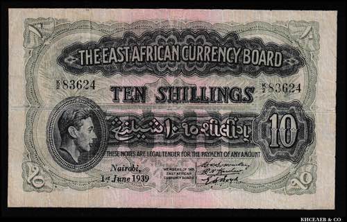 East Africa 10 Shillings 1939 Rare ... 