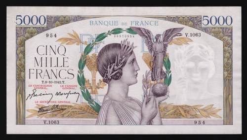 France 5000 Francs 1942 Rare P# ... 