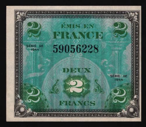 France 2 Francs 1944 P# 114a; UNC