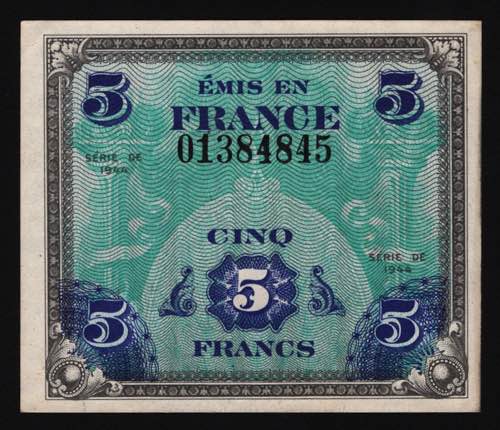 France 5 Francs 1944 P# 115a; UNC
