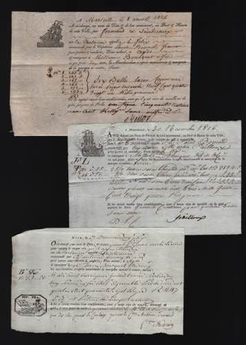 France 3 Old Custom Documnets 1816 ... 