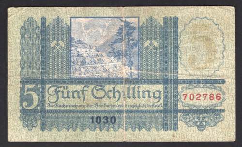 Austria 5 Schilling 1927 P# 93; VF