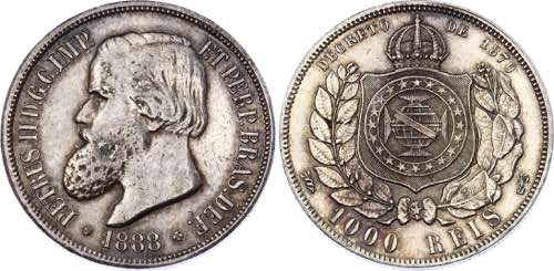 Brazil 1000 Reis 1888 KM# 481; ... 