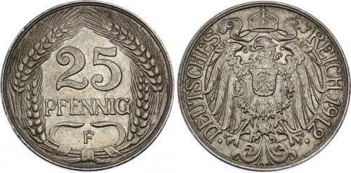 Germany - Empire 25 Pfennig 1912 F ... 