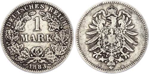 Germany - Empire 1 Mark 1883 E KM# ... 