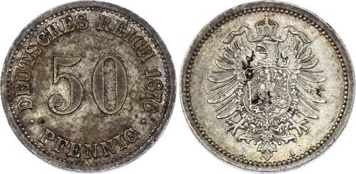 Germany - Empire 50 Pfennig 1876 A ... 