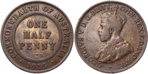 Australia Half Penny 1915 H Key ... 