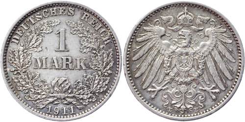 Germany - Empire 1 Mark 1911 E KM# ... 