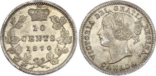Canada 10 Cents 1870 KM# 3; ... 