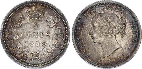 Canada 5 Cents 1858 KM# 2; Silver; ... 
