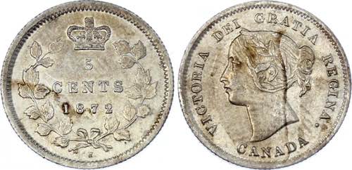 Canada 5 Cents 1872 H KM# 2; ... 
