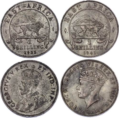 East Africa 2 x 1 Shilling 1925 & ... 