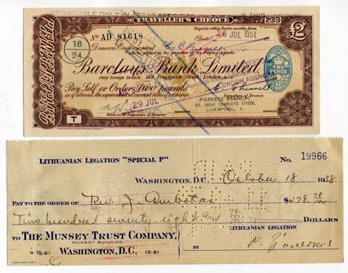 Europe Lot of 2 Cheques 1938 - ... 