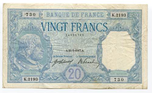 France 20 Francs 1917 P# 74; With ... 