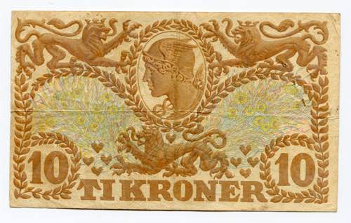 Denmark 10 Kroner 1934 P# 26i; ... 