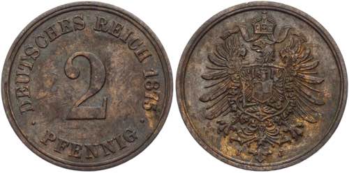 Germany - Empire 2 Pfennig 1875 J ... 
