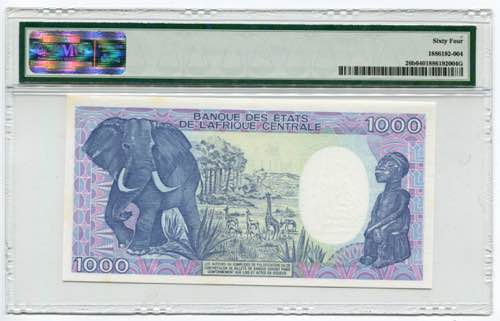 Cameroon 1000 Francs 1990 PMG 64 ... 