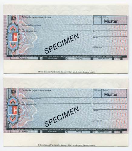Germany - FRG Set of 2 Cheques ... 