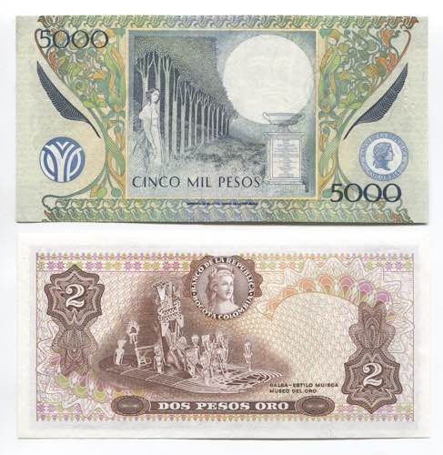 Colombia 2-5000 Pesos 1977 - 2009 ... 