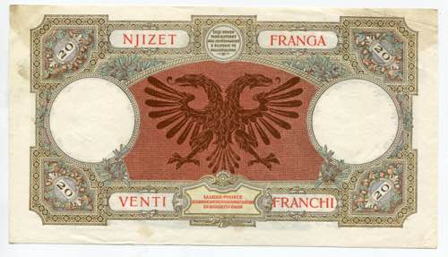 Albania 20 Franga 1945 (ND) P# 13; ... 