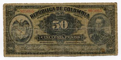 Colombia 50 Pesos 1910 P# 317a