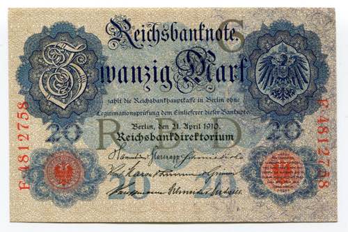 Germany - Empire 20 Mark 1910 P# ... 