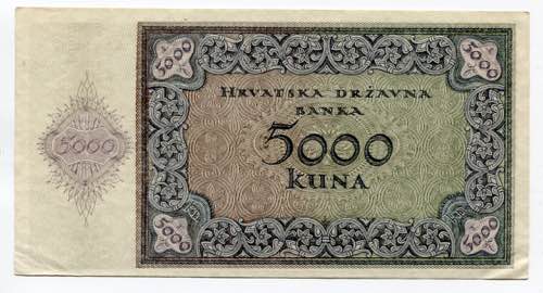 Croatia 5000 Kuna 1943 P# 14; ... 