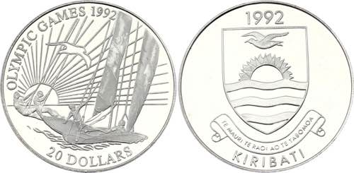 Kiribati 20 Dollars 1992 KM# 17; ... 