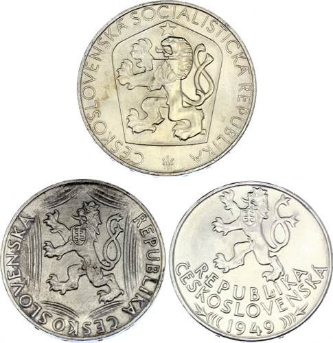 Czechoslovakia Lot of 3 Coins 1948 ... 