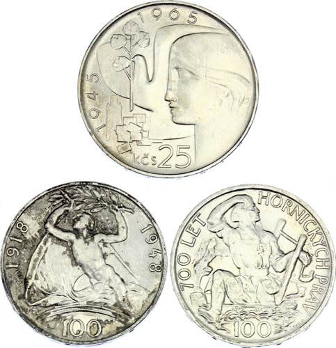 Czechoslovakia Lot of 3 Coins 1948 ... 