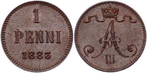 Russia - Finland 1 Pennia 1883 ... 