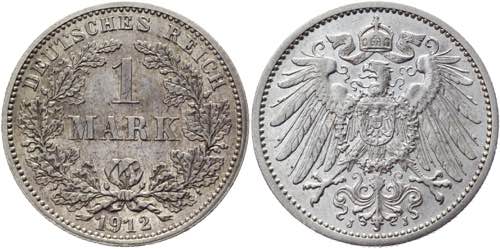 Germany - Empire 1 Mark 1912 J KM# ... 