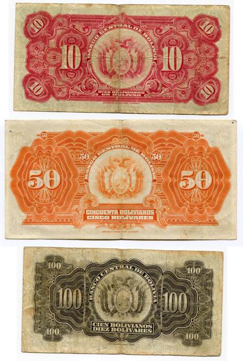 Bolivia 10 - 50 - 100 Bolivia 1928 ... 
