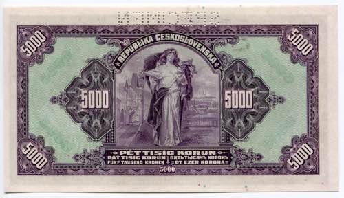Bohemia & Moravia 5000 Korun 1920 ... 