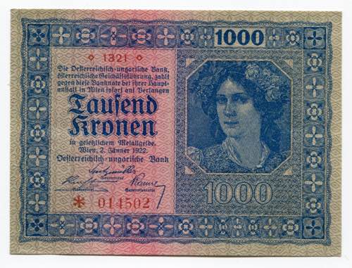 Austria 1000 Kronen 1922 - P# 78; ... 