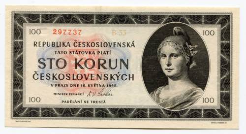 Czechoslovakia 100 Korun 1945 - P# ... 