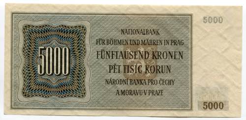 Bohemia & Moravia 5000 Korun 1944 ... 